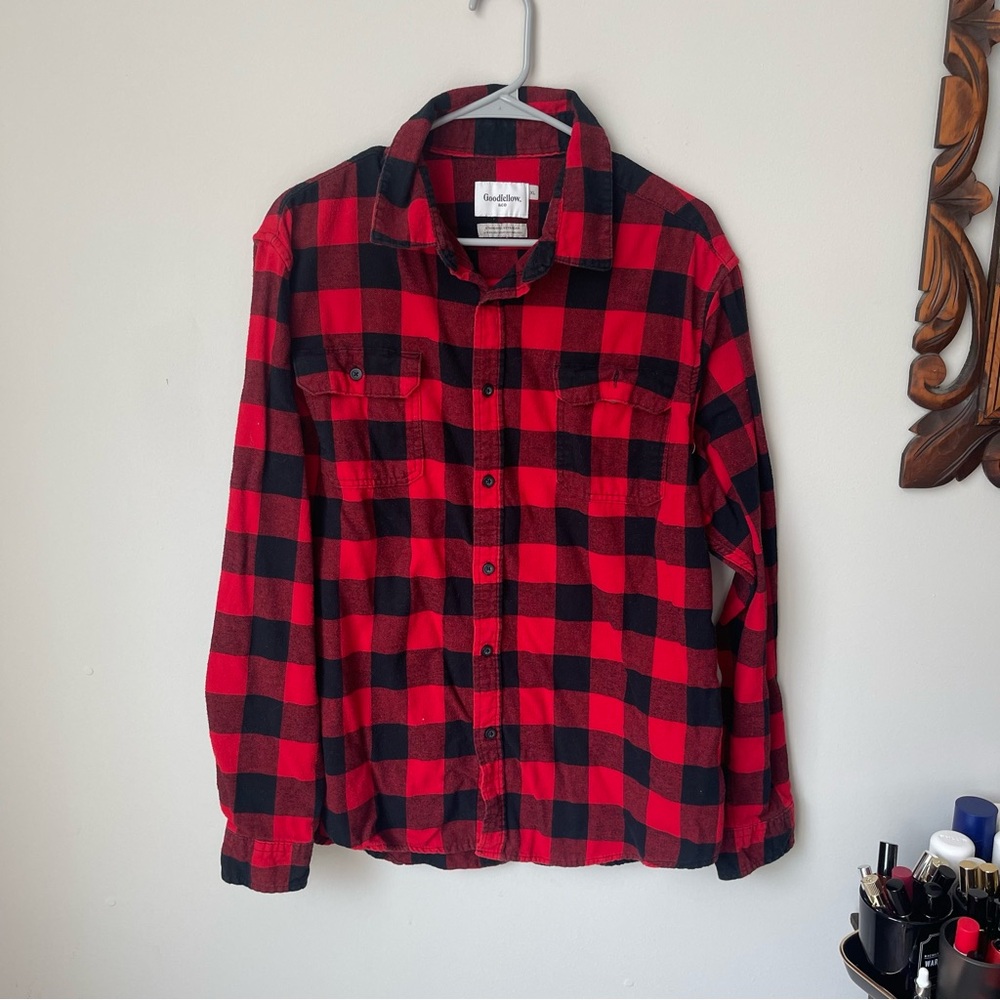 Goodfellow Flannel Buffalo Check Button Down XL